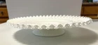 Vintage Fenton Silver Crest White Glass Cake Ruffled 12" Pedestal Stand