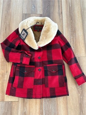 Filson Mackinaw Wool Trapper Coat Lined Women USA Made Red Buffalo