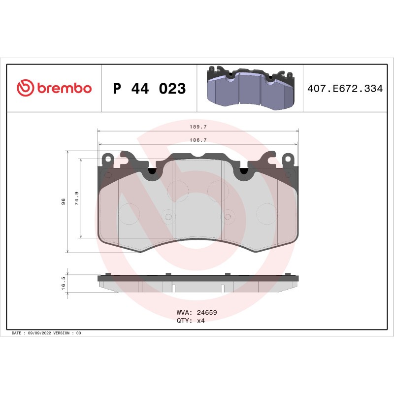 BREMBO P 44 023 Pastiglie freno anteriore per Land Rover Discovery Defender