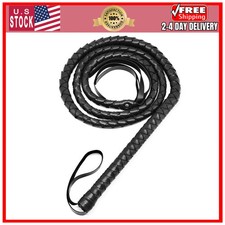 6.5ft PU Leather Whip Halloween Costume Prop Cat Woman Lion Tamer Cosplay Acc...