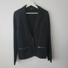 Talbots Women's Knit Blazer Jacket size M two button Zipper Pockets long sleeve