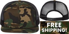 Mens Flat Bill Structured Trucker Hat 6 Panel Hi Pro Profile Snapback Cap NEW 