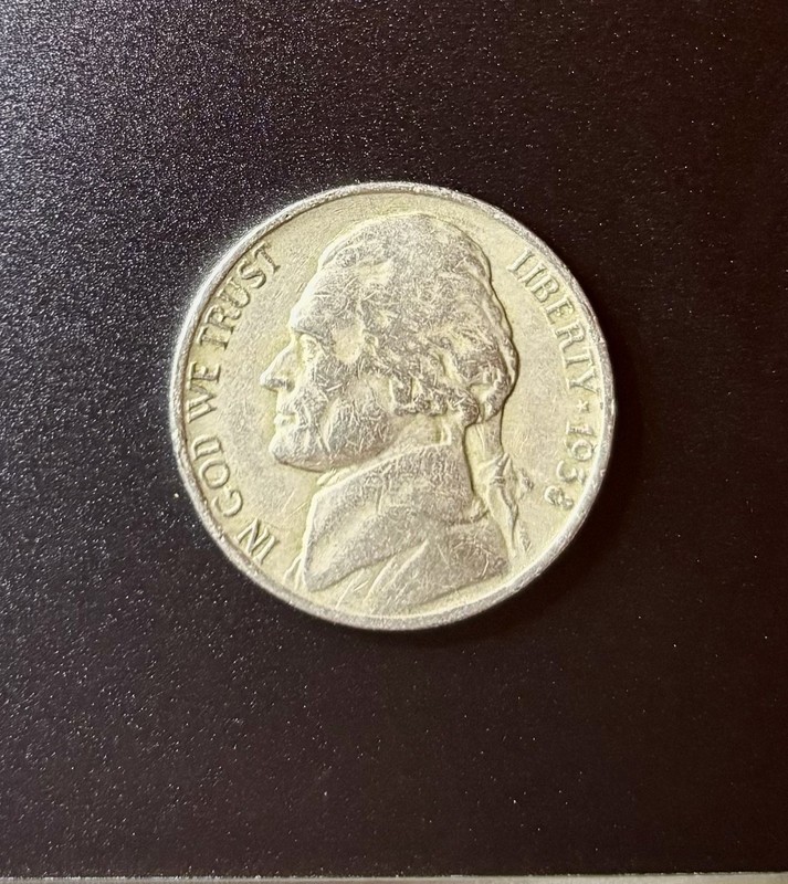 1958 Jefferson Nickel 5C Business Strike Philadelphia Monticello Reverse KM#A192