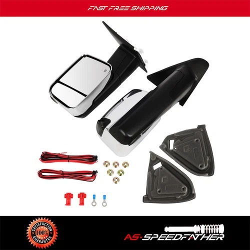 Chrome Pair Tow Mirrors for 02-08 Dodge Ram 1500-3500 Power Heated Turn Signal