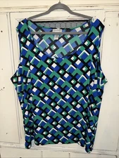 Catherine’s Size 3x - 26/28 Sleeveless Geometric Print Top, Stretchy