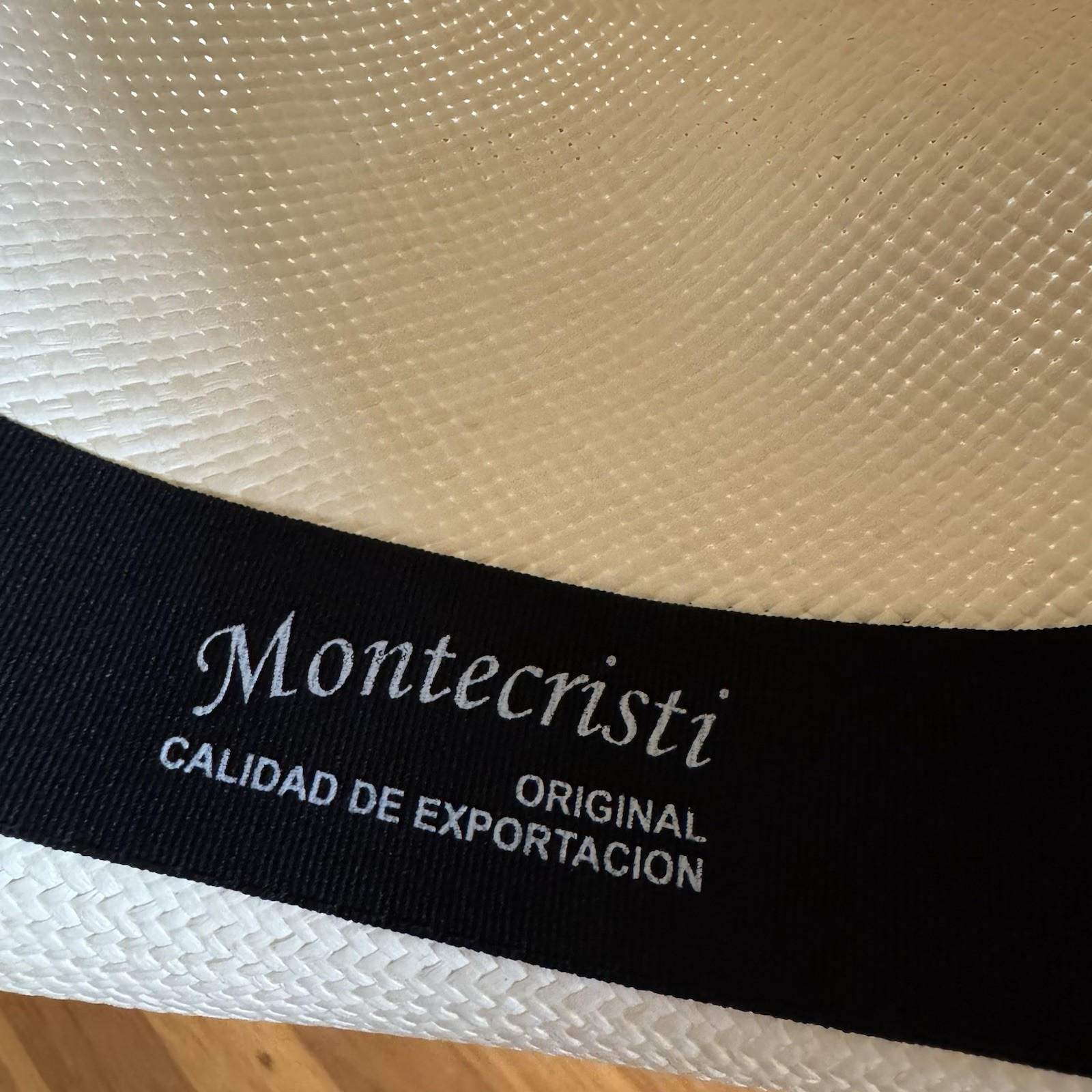 MONTECRISTI 100% STRAW GENUINE PANAMA WHITE HAT 55 Handwoven white fedora 