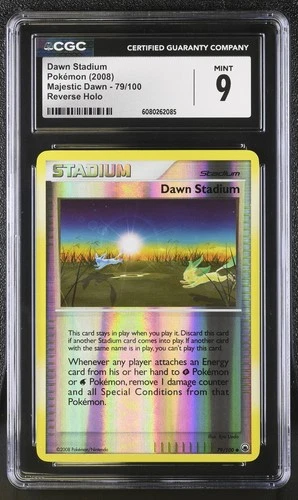 CGC 9 GEM MINT Dawn Stadium 2008 Majestic Dawn 79/100 Reverse Holo Pokemon Card