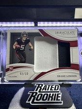 Panini 2022 Immaculate Rookie Patch Serial #RL-DLO Drake London Falcons /10