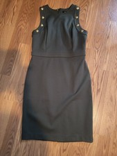 White House Black Market Luxe Stretch Sleeveless Button Detail Dress