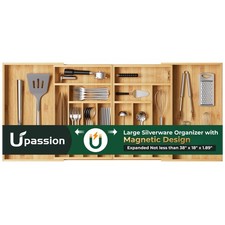 Upassion Large Silverware Organizer 13 Slots Magnetic Connected Expandable