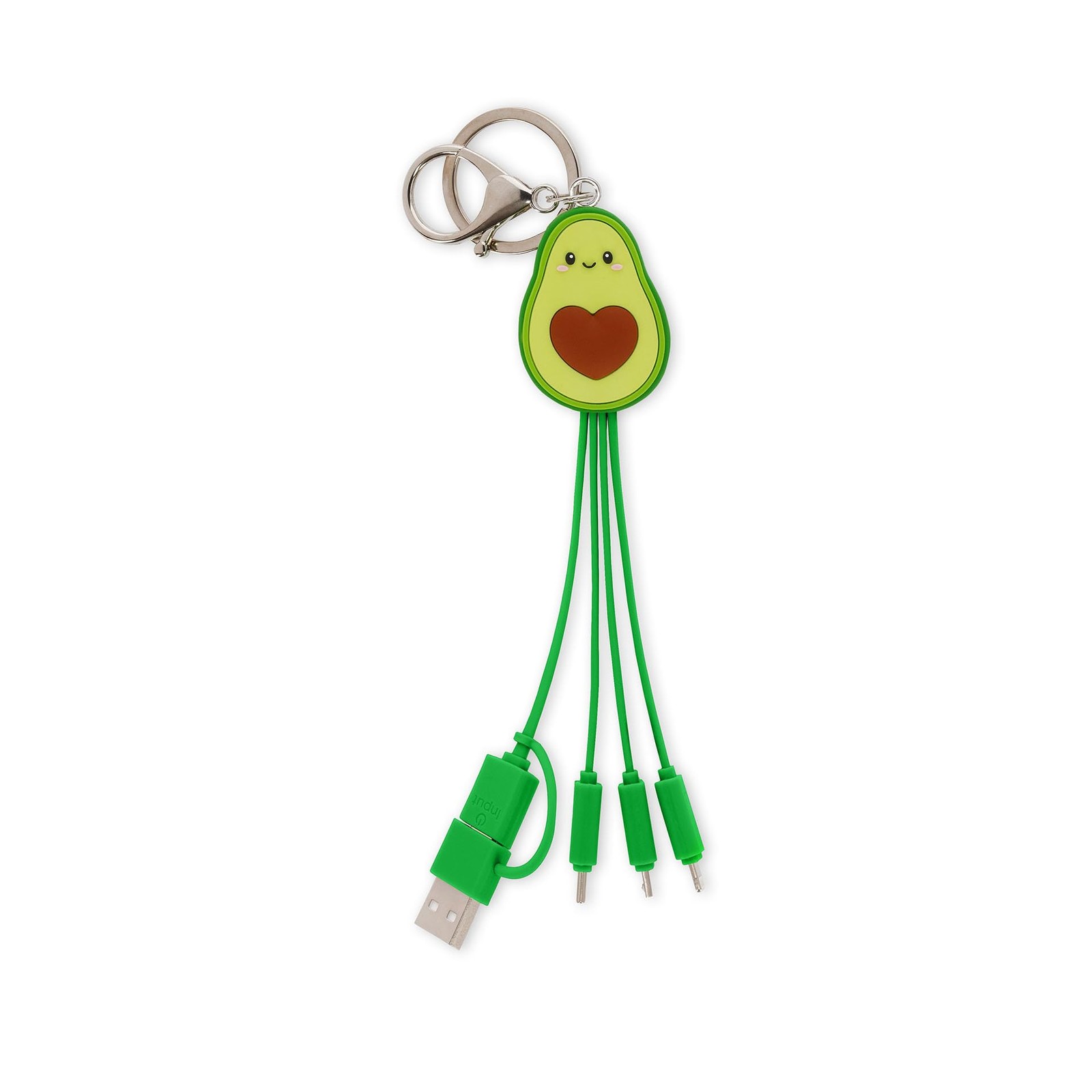 Legami - Avocado Theme Multiple Link Up Charging Cable with Keychain, 4 USB Char