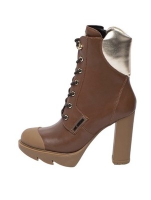 Love Moschino Brown Lace- Up High Heel Ankle Boots Size 7