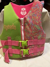 Speedo Youth Life Jacket Red Type III PFD Flotation Vest 50-90 lbs Pink Green