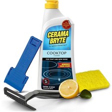 Cerama Bryte Glass Cooktop and Stove Top Cleaner Combo Kit - Includes Cleaning
