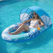 Pool Floats for Adults with Canopy,Grand Extra Large Inflatable Chair Lounger...