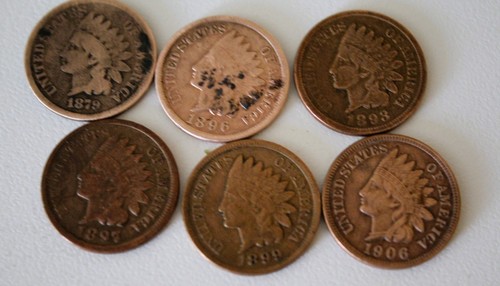 1879, 1893, 1896, 1897, 1899, 1906 Indian Cent Lot (6) DATEN KLAR - Bild 2 von 13