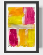 GUAJARDO Original Abstract Expressionism Blocks 9X6 Paper Signed Art