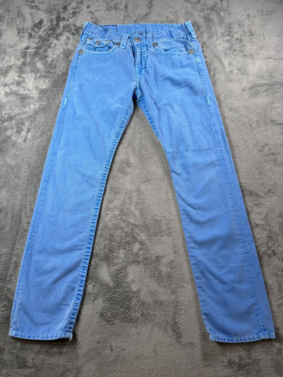True Religion Jeans Mens 31 Light Royal Blue Jack Super T Button