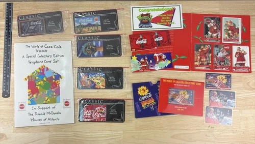 Coca-Cola Vintage Phone Card Lot With Christmas Santa Advertising & Others