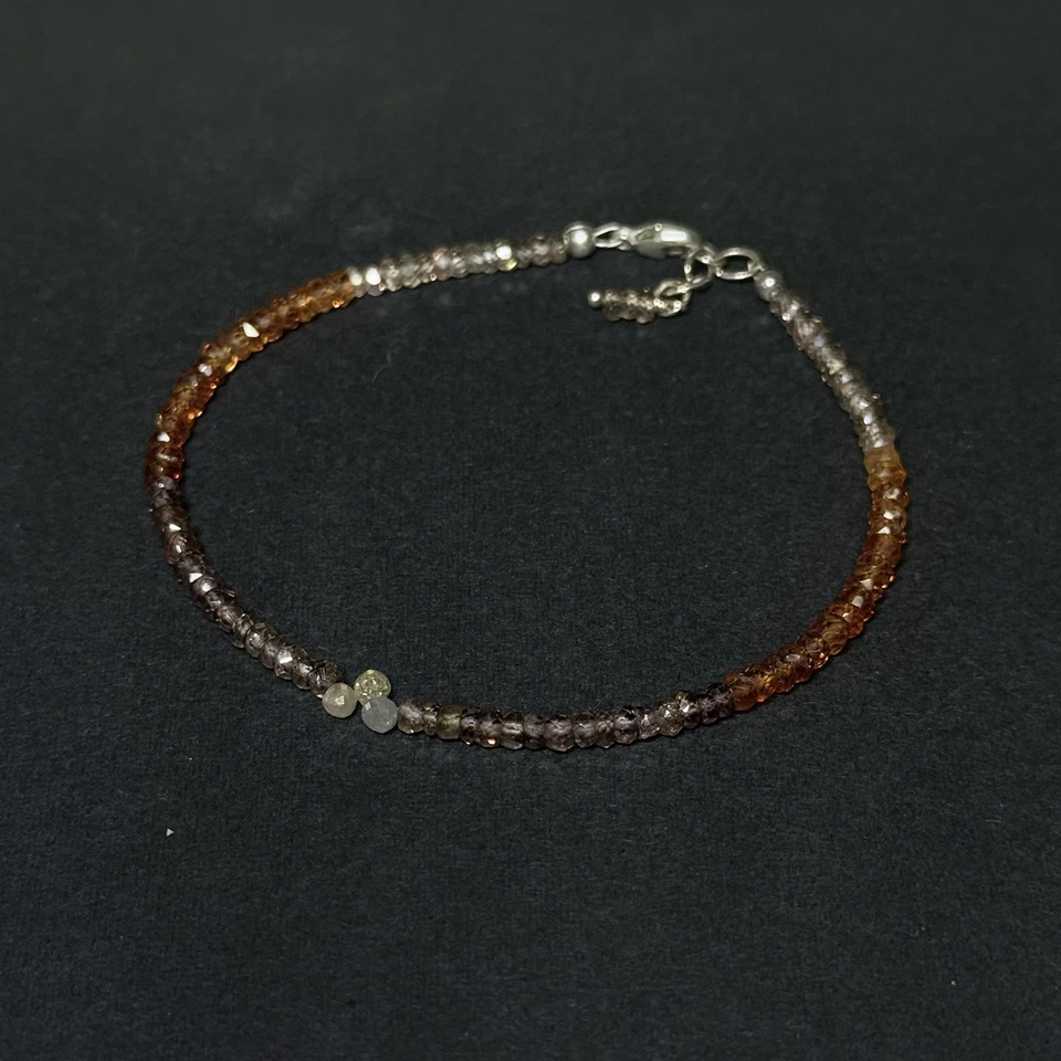 24.8ct Tundra Sapphires Diamond Briolettes handmade gemstone Beaded bracelet Sz7 - Image 2 of 4