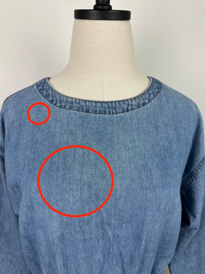 Vintage 90s Denim Chambray Maxi Dress PS / Small Patina Distressed Modest Grunge - Image 4 of 4