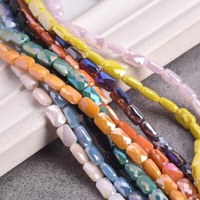 20pcs 6x9mm Shiny Rectangle Faceted Crystal Opaque Glass Loose Beads DIY Jewelry