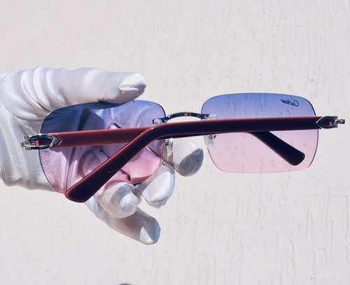 Cartier sunglasses C decor diamond rimless silver/burgundy Frame Glasses Vintage - 第 3/24 張圖片