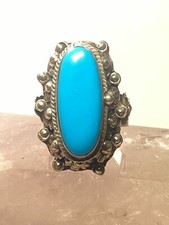 Poison ring size 9 adj blue Mexico sterling silver women