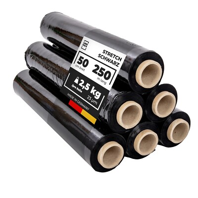 Logic Pack Stretchfolie Schwarz Wickelfolie Verpackungsfolie 23 my 50 cm 2,5 kg