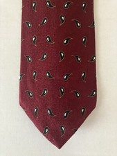 NEO Bill Blass Men's Necktie Tie Silk Maroon Black White Paisley Made in USA 58"