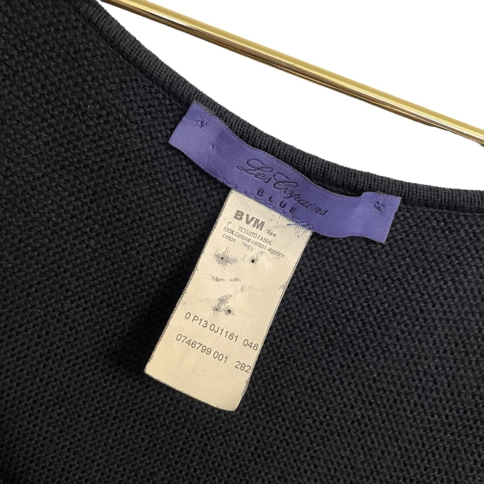 Vestido Suéter Les Copains Azul Marino Blanco Rayas Sin Mangas Algodón Tejido 46 EE. UU. 18 Foto 4 de 4