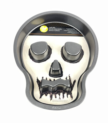 Wilton Skull Metal Cake Pan Day Of Dead Non-Stick Halloween Mold NEW