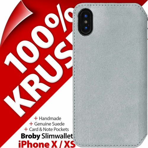 Krusell GENUINE SUEDE LEATHER Broby Case Wallet Cover for Apple iPhone X / XS - Picture 8 of 12
