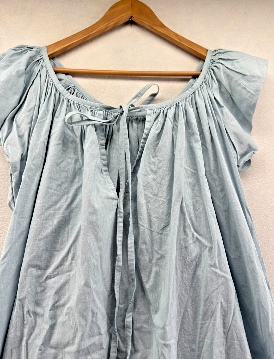 Kalita Andromeda Days Blue Maxi Dress Size XS/S Oversized Ruffle Cap Sleeve Tie