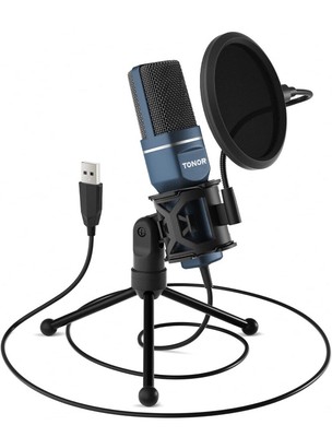TONOR USB Microphone, Computer Cardioid Condenser PC Gaming Mic with Tripod Stan