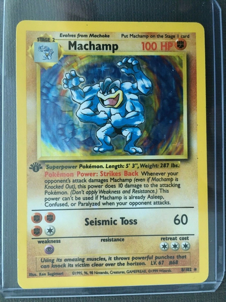 1st Edition Machamp Holo Foil Pokemon Card Base Set 8/102