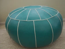 THGONWID STUFFED ROUND FAUX LEATHER POUF FOOTSTOOL OTTOMAN