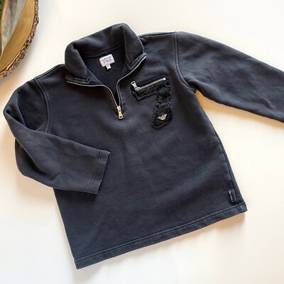 Emporio Armani Junior 1/4 Zip Black Sweatshirt Size 8