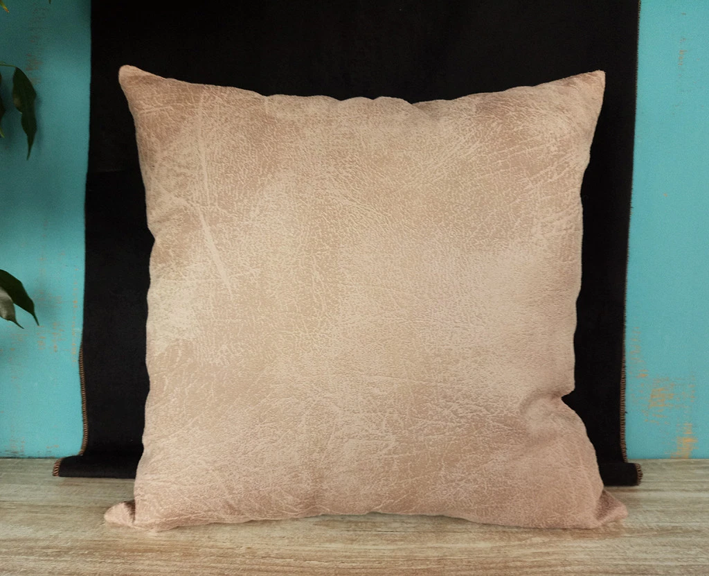 Powder pink vegan faux leather pillow cover throw 16'' x16''-1pcs