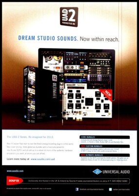 SOUND-ON-SOUND MAGAZIN WERBUNG 12X9'' UAD 2 POWERED PUG-INS 8-CORE OCTO KARTE