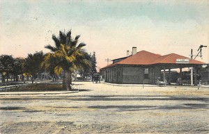 Ferrovia-Depot-Lodi-California-Southern-Pacific-Colorido-A-Mao-1908-Cartao-Postal-Vintage