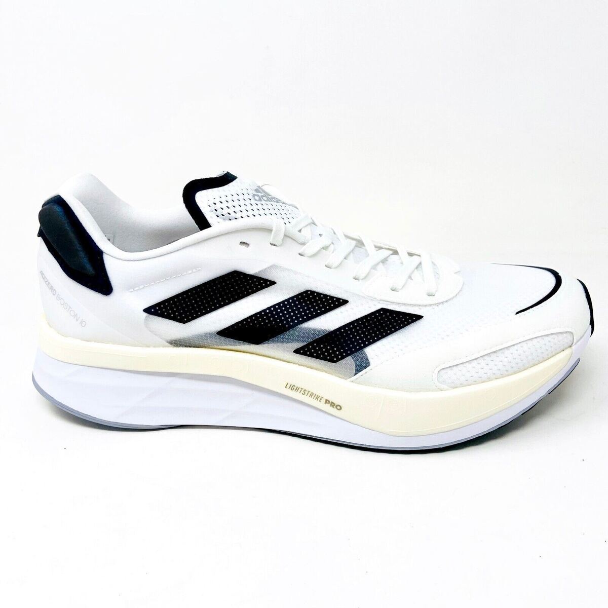Adidas Adizero Boston 10 White Black Mens Athletic Running Adidas Adizero Boston 10 White Black Mens Athletic Running