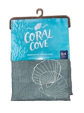 Coral Cove Embroidered Window Panel. Sheer, Nautical, Coastal, 84  , Seashells.