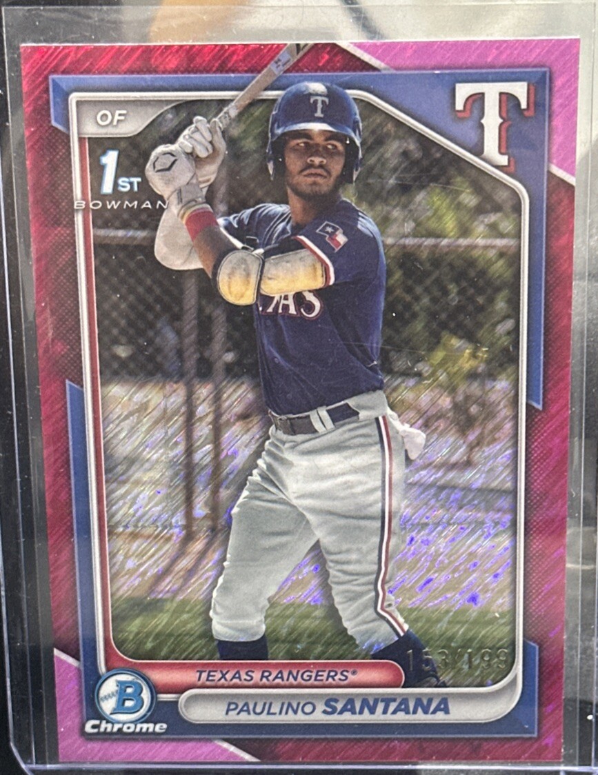 Paulino Santana 2024 Bowman Chrome 1st Pink Mojo Refractor # /199 Rangers