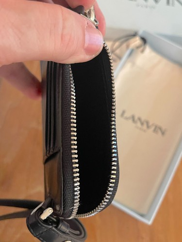 Lanvin Leder Halskette Kartenhalter, schwarz-weiß psyadelisches Muster - Bild 4 von 10