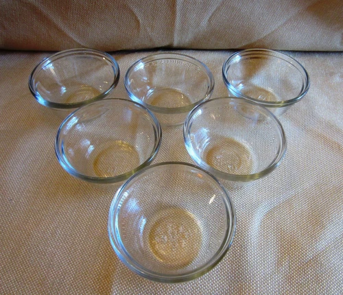 Vintage Set of Six Anchor Hocking 6 Oz. Custard/Dessert Cups #1034 - Clear Glass