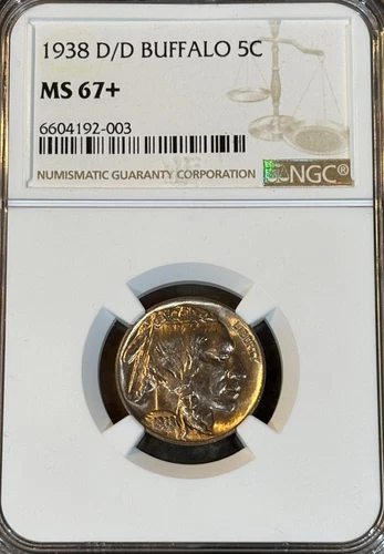 1938-D/D Buffalo Nickel NGC MS67+