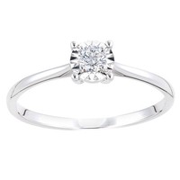 18ct White Gold Jewelco London 15pts Diamond Illusion Solitaire Engagement Ring