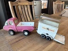 Vintage 1970's Tonka Pickup Truck & Stables Horse Trailer Pressed Steel Farm Toy