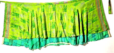 Women's Indian Sari Wrap Skirt Handmade Reversible Vintage Hippie XL Tea - Image 1 of 4